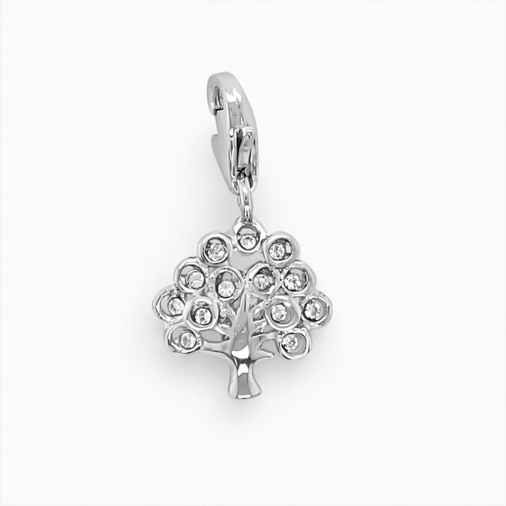 925 RH PL CZ LEAVES TREE OF LIFE CHARM - 22X12 1.2 <br/>M10308