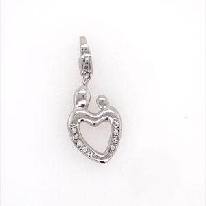 925 RH PL CZ MOM+CHILD HEART CHARM - 25X10 - 1.8g <br/>M10309