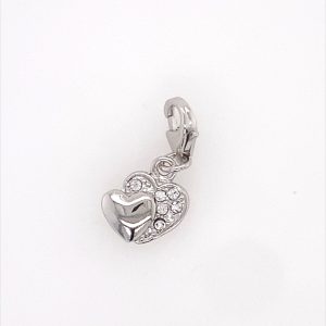 925 RH PL CZ PAVE+PL DBL HEART CHARM - 21X11  1.7g <br/>M10310