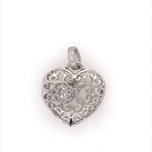 925 RH PL CZ IN FILIGREE HEART PEND - 24X19 - 3.57 <br/>M10312