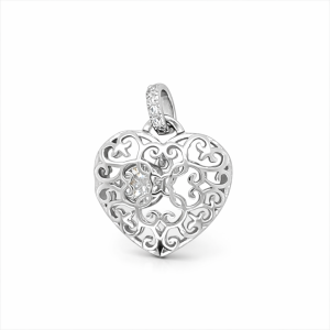 925 RH PL CZ IN FILIGREE HEART PEND - 24X19 - 3.57 <br/>M10312