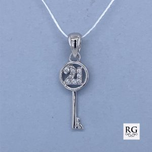 925 RH PL CZ PAVE 21st KEY PENDANT - 24X7 - 0.8g <br/>M10313