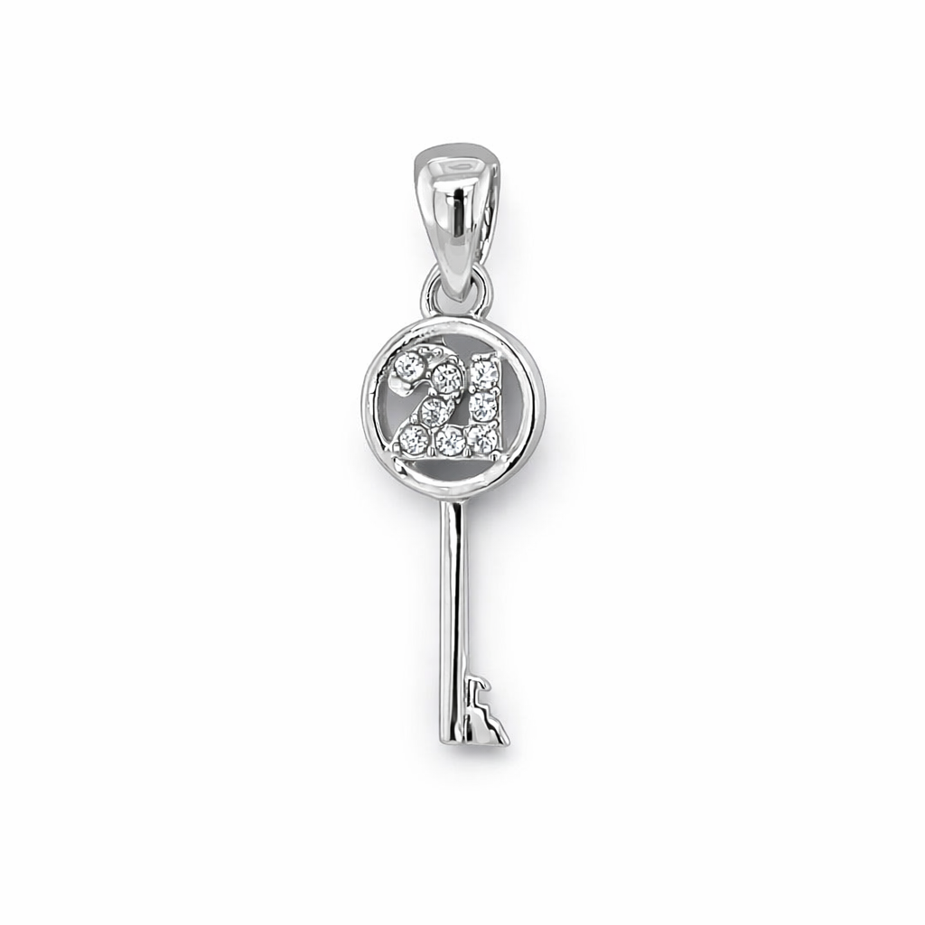 925 RH PL CZ PAVE 21st KEY PENDANT - 24X7 - 0.8g <br/>M10313