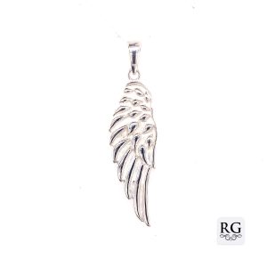 925 ETCHED SINGLE ANGEL WING PENDANT - 40X11  2.6g <br/>M10324