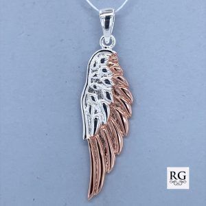 925 RG PL ETCH SINGLE ANGEL WING PEND - 40X11 2.3g <br/>M10324R