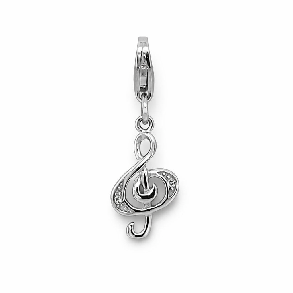 925 CZ PAVE OPEN TREBLE CLEFF CHARM - 26X9 - 0.96g <br/>M10329