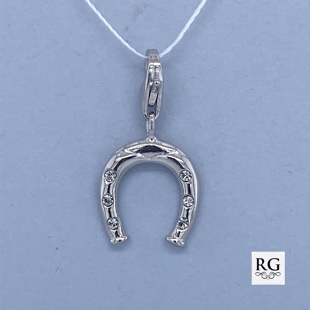 925 RH PL CZ PAVE HORSESHOE CHARM - 24X12 - 1.3g <br/>M10331