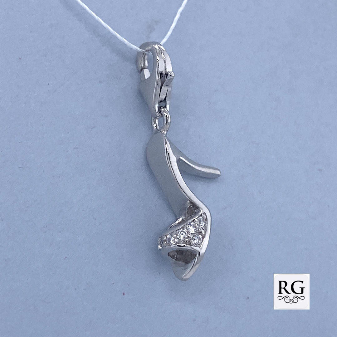 925 RH PL CZ PAVE HIGH HEEL SHOE CHARM - 26X9 1.6g <br/>M10337 - Image 2