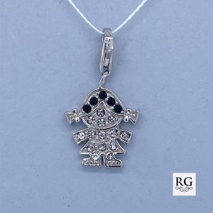 925 BL+WH CZ PAVE LITTLE GIRL CHARM - 25X13 - 2g <br/>M10340