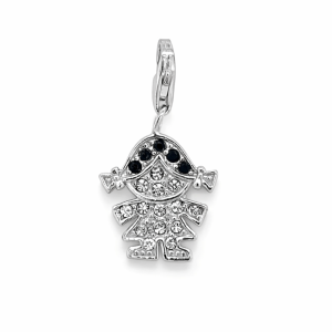 925 BL+WH CZ PAVE LITTLE GIRL CHARM - 25X13 - 2g <br/>M10340