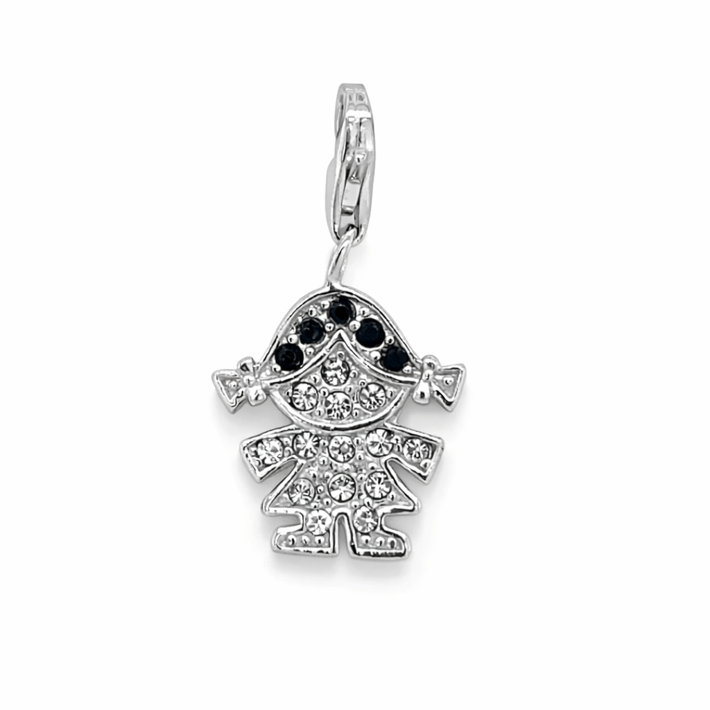 925 BL+WH CZ PAVE LITTLE GIRL CHARM - 25X13 - 2g <br/>M10340