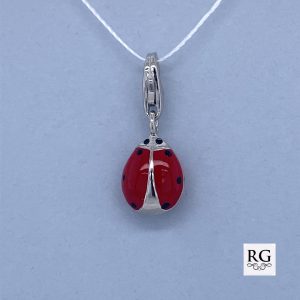925 RED+BLACK ENAMEL LADYBUG CHARM - 21X8 - 1.5g <br/>M10342