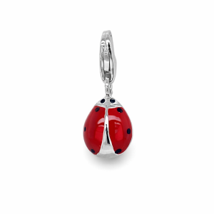925 RED+BLACK ENAMEL LADYBUG CHARM - 21X8 - 1.5g <br/>M10342