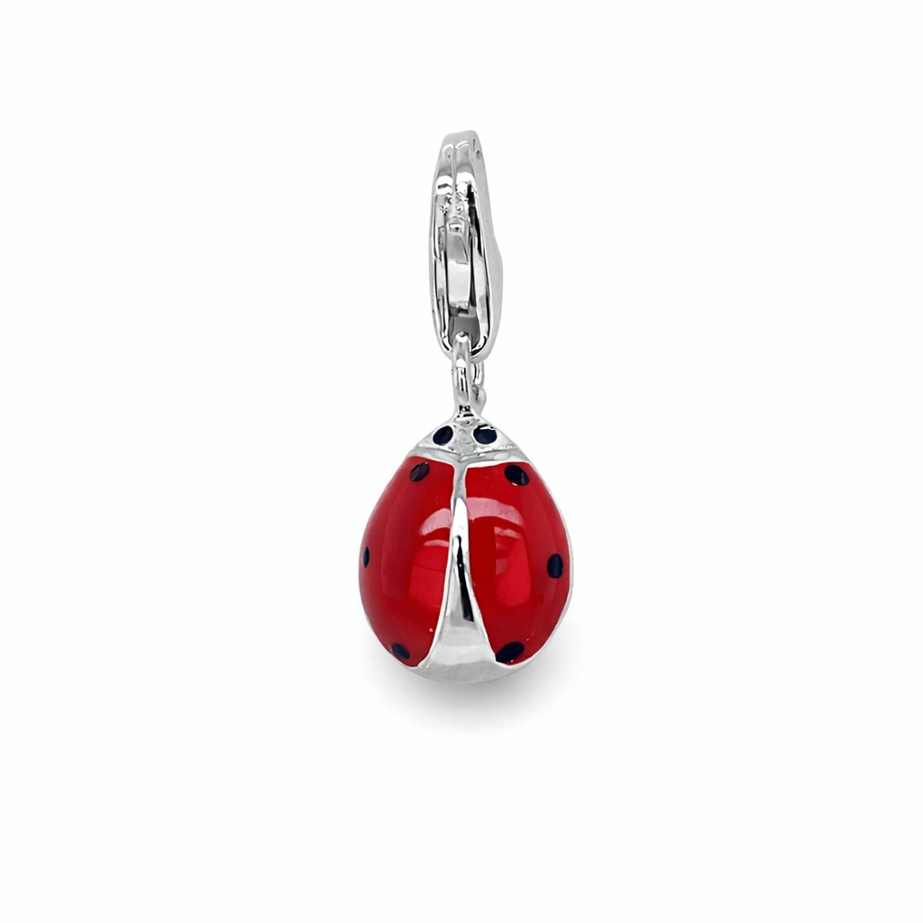 925 RED+BLACK ENAMEL LADYBUG CHARM - 21X8 - 1.5g <br/>M10342