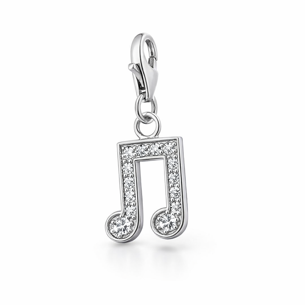 925 CZ PAVE MUSIC NOTE CHARM - 27X11 - 1.5g <br/>M10344