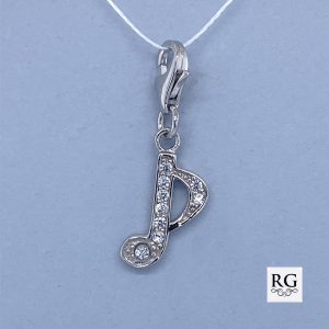 925 CZ PAVE QUAVER MUSIC NOTE CHARM - 26X8 - 1g <br/>M10345