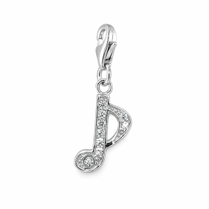 925 CZ PAVE QUAVER MUSIC NOTE CHARM - 26X8 - 1g <br/>M10345