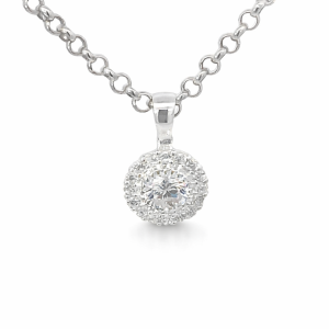 925 CZ PAVE MILLGRAIN DBL HALO RND PEND - 15X9  1g <br/>M10372