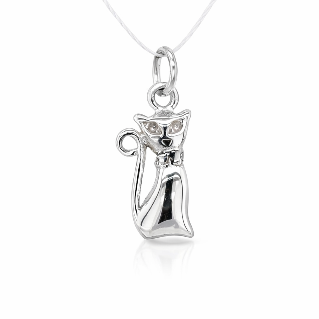 925 PLAIN SITTING CAT CHARM - 21X8 - 1.48g <br/>M10375