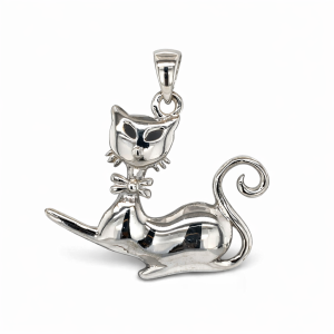 925 PLAIN LAYING DOWN CAT PENDANT - 32X30 - 3.8g <br/>M10380