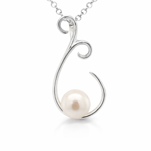 925 WH FW PEARL OUTLINE T/DROP PEND - 40X20  5.1g <br/>M10391