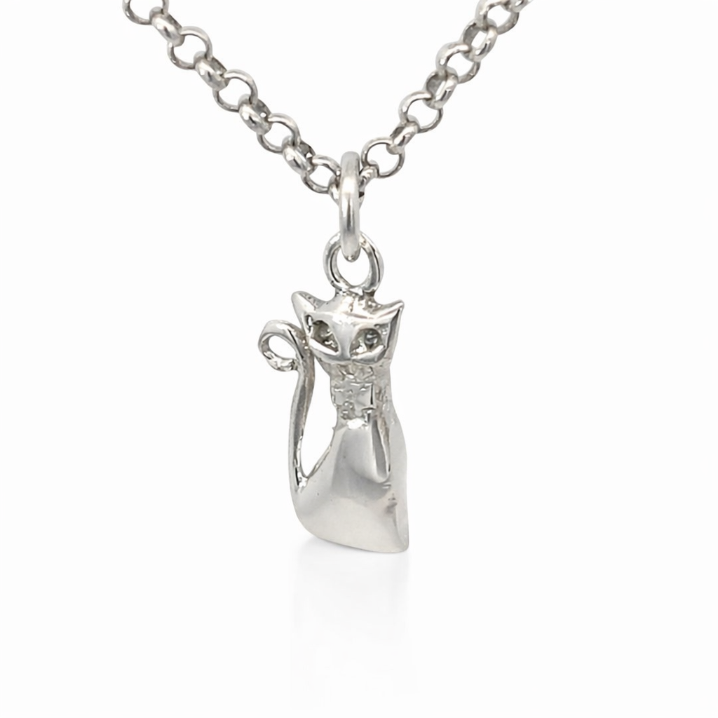 925 PLAIN SITTING CAT CHARM - 21X8 - 1.4g <br/>M10446