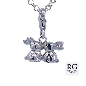 925 RH PL DBL KISSING RABBITS CHARM - 21X15  2.35g <br/>M10457