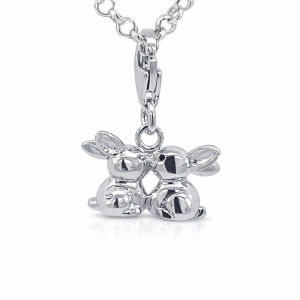 925 RH PL DBL KISSING RABBITS CHARM - 21X15  2.35g <br/>M10457