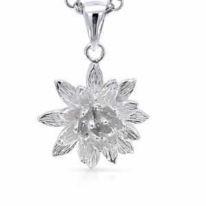 925 ETCHED PEONY FLOWER PENDANT - 27X16 - 3.2g <br/>M10461