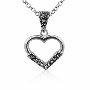 925 MARCASITE OUTLINE HEART PENDANT - 25X17 - 2g <br/>M10468