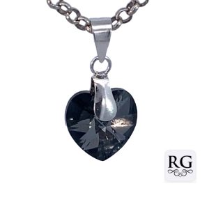 925 FACETED BLACK SWAROVSKI HEART - 20X10 -  0.76g <br/>M10470