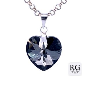 925 FACETED BLACK SWAROVSKI HEART - 23X14 - 1.5g <br/>M10474