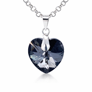 925 FACETED BLACK SWAROVSKI HEART - 23X14 - 1.5g <br/>M10474