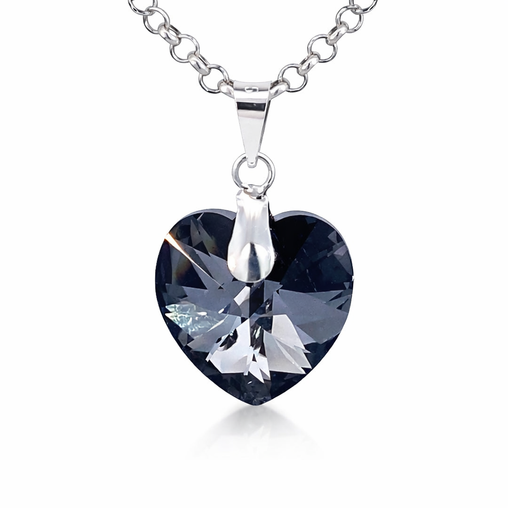 925 FACETED BLACK SWAROVSKI HEART - 23X14 - 1.5g <br/>M10474
