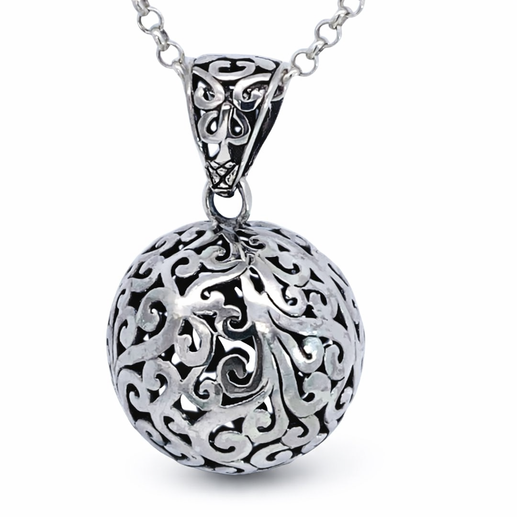 925 OXI HOLLOW FRILLY FILIGREE BALL - 35X22 - 8.5g <br/>M10476