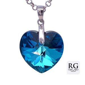 925 FACETED DARK BLUE SWAROVSKI HEART - 23X14 1.5g <br/>M10482
