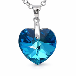 925 FACETED DARK BLUE SWAROVSKI HEART - 23X14 1.5g <br/>M10482
