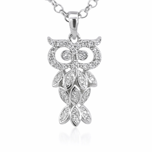 925 RND+MARQ CZ PAVE OPEN OWL PENDANT - 24X12 - 2g <br/>M10487