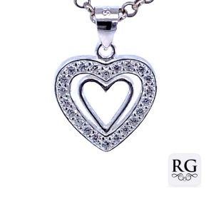 925 PLAIN+CZ PAVE HALO OPEN HEART PEND - 21X14 1.2 <br/>M10490
