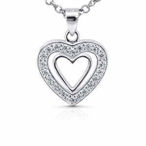 925 PLAIN+CZ PAVE HALO OPEN HEART PEND - 21X14 1.2 <br/>M10490