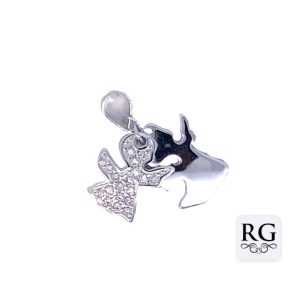 925 CZ PAVE+PLAIN DBL ANGEL PENDANT - 22X11 - 1.8g <br/>M10491