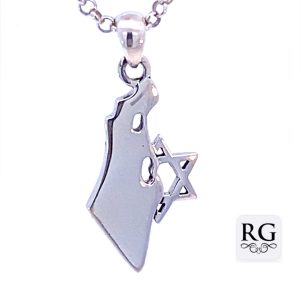 925 ISRAEL MAP STAR OF DAVID PENDANT - 33X14  2.8g <br/>M10494