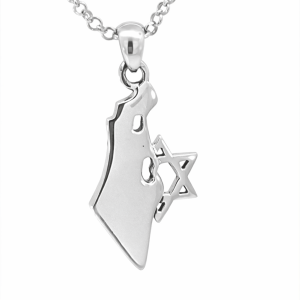 925 ISRAEL MAP STAR OF DAVID PENDANT - 33X14  2.8g <br/>M10494