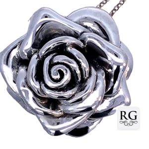 925 ELECTROF OXI BULKY ROSE PENDANT - 52MM 21.7g <br/>M10497
