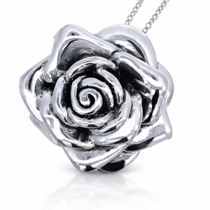 925 ELECTROF OXI BULKY ROSE PENDANT - 52MM 21.7g <br/>M10497