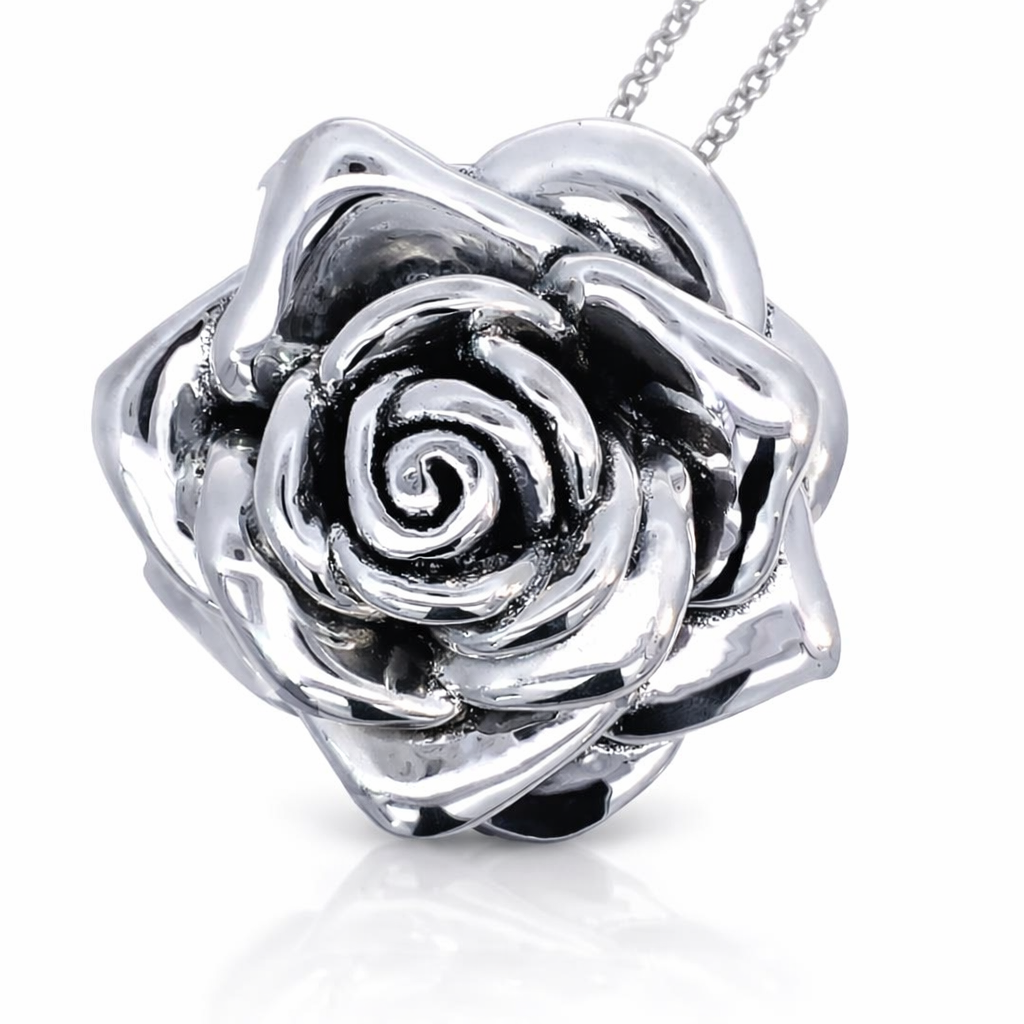 925 ELECTROF OXI BULKY ROSE PENDANT - 52MM 21.7g <br/>M10497