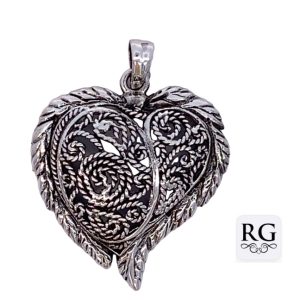 925 OXI FILIGREE ROPE ETCHED HEART - 40X31 - 5.8g <br/>M10518