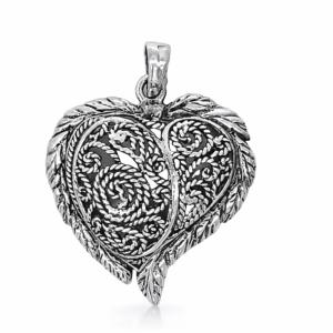 925 OXI FILIGREE ROPE ETCHED HEART - 40X31 - 5.8g <br/>M10518