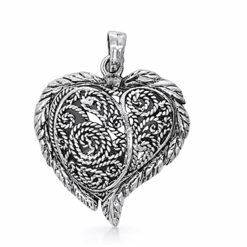 925 OXI FILIGREE ROPE ETCHED HEART - 40X31 - 5.8g <br/>M10518
