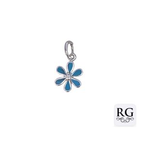 925 TURQUOISE TUBE SET DAISY CHARM - 17X9 - 0.6g <br/>M10521T